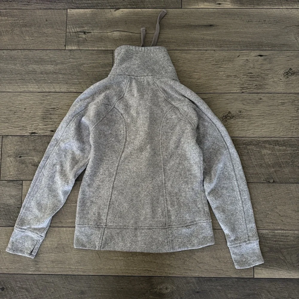 Avalanche Fleece Lined Zip Up Jacket Womens S Gray Mock Neck Long Sleeve Knitted - Picture 9 of 9
